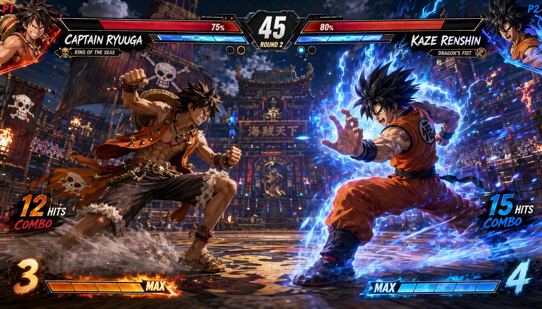 Anime Fighting Game — Captain Ryuuga vs Kaze Renshin